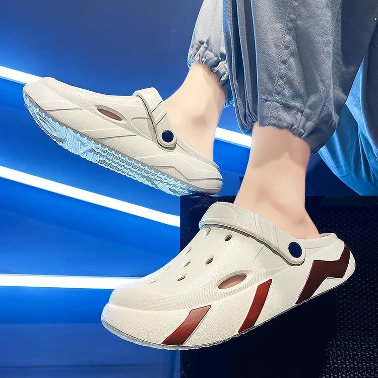 洞洞鞋男夏季外穿踩屎感运动包头无后跟办公室半拖鞋两用沙滩凉鞋