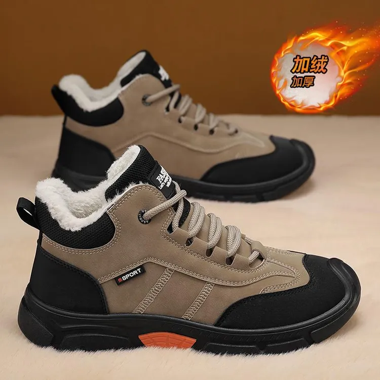 【潮鞋】棉鞋男款2024冬季新款加绒加厚防滑高帮棉鞋男士户外登山
