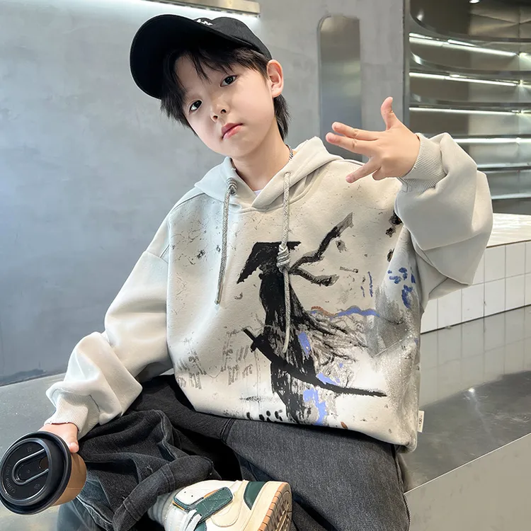 儿童装男童秋装连帽卫衣2025新款秋季大童春秋款男孩帅气时髦上衣