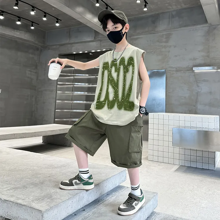 儿童装男童夏装无袖背心套装2025新款中大童夏季运动速干夏款帅气