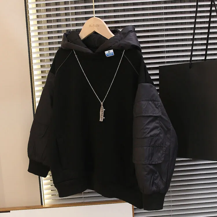 儿童装男童冬季加绒连帽卫衣2025新款中大童秋冬款男孩加厚上衣潮