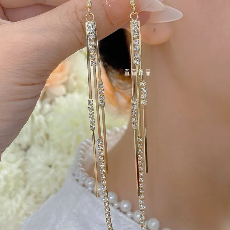 铜合金耳饰 女神气质流苏轻奢时尚百搭长款精致简约优雅耳环0281