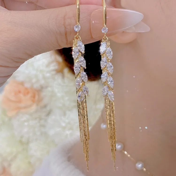 铜合金耳饰 【麦穗】气质轻奢精致百搭时尚长款耳环070流行饰品优雅商品图