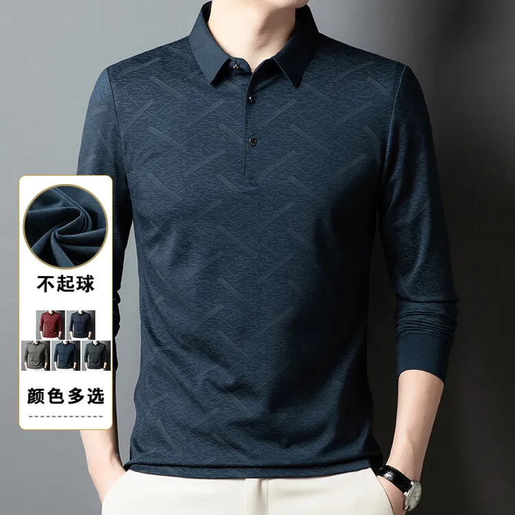 【不起球】2024新款男士秋装长袖Polo衫商务休闲男装长袖t恤时尚