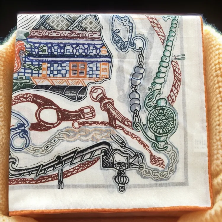 新款羊绒羊毛真丝高级感双面印花大方巾四季款披肩围巾