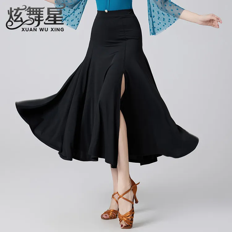 拉丁舞半身裙时尚新款吉巴特练功裙女华尔兹演出服夏交谊舞裙成人