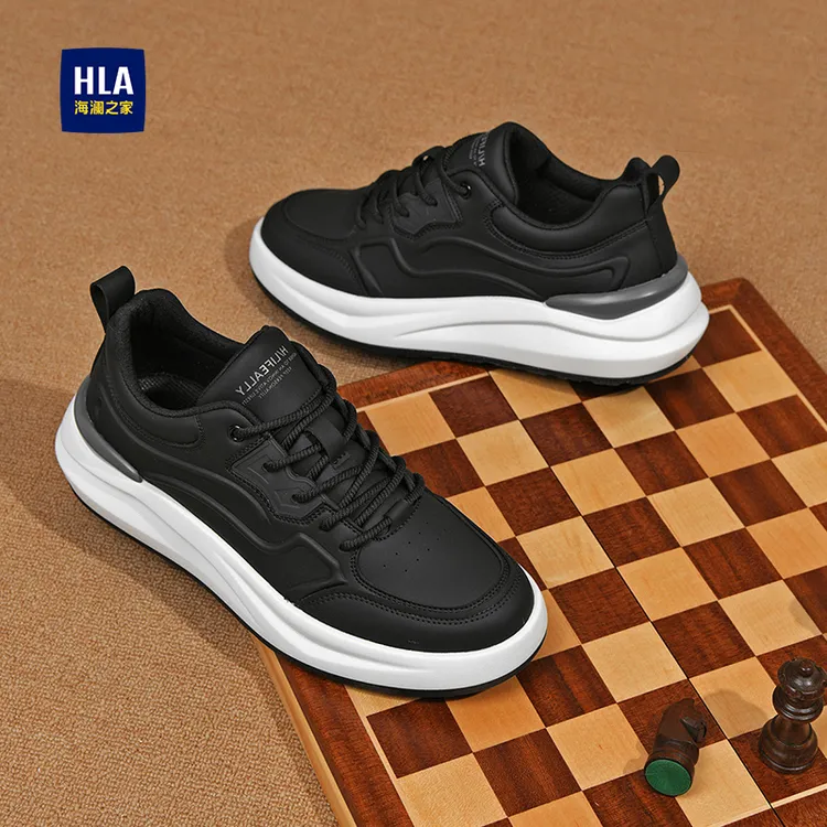 海澜之家男鞋2025新款冬季休闲板鞋男士百搭上班透气运动黑色潮鞋