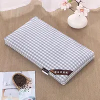 老粗布【立体枕】<灰小格>55X35X10cm<±3cm>荞麦枕头单人 家用  