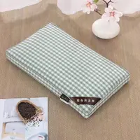 老粗布【立体枕】<豆绿小格>55X35X10cm<±3cm>荞麦枕头单人 家用