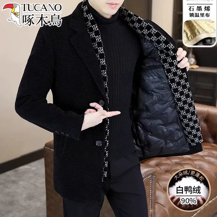 TUCANO/啄木鳥毛呢外套男中长款加厚中青年呢子大衣冬季男士风衣