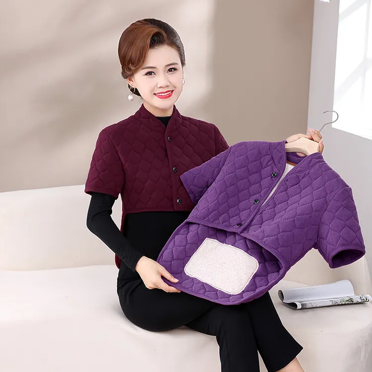 中老年女装秋季马甲防寒保暖小护肩妈妈装纯色德绒加厚小棉马夹