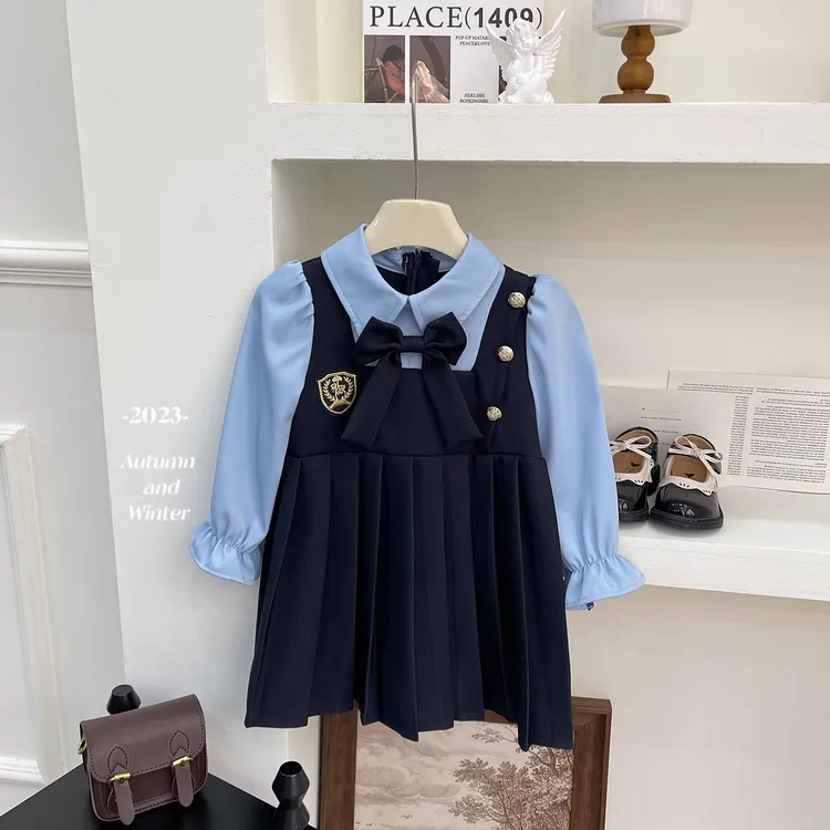 女童学院风连衣裙春秋2023新款儿童秋季装韩版洋气女宝宝秋装裙子