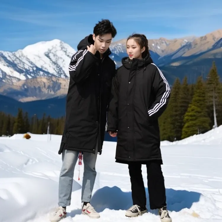 长款棉大衣-体育学院大衣保暖棉衣男女同款时尚休闲连帽宽松加厚