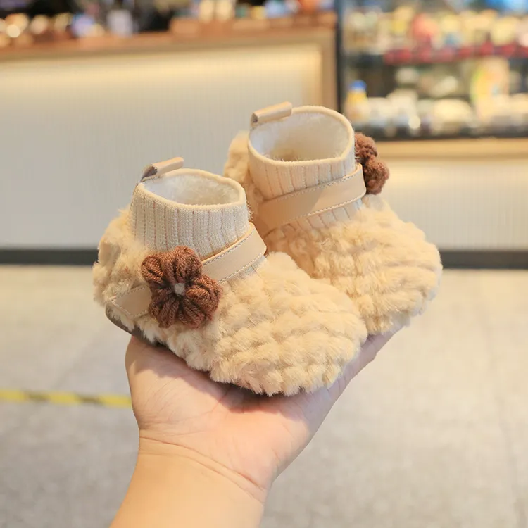 宝宝棉鞋2025冬季加绒保暖婴儿学步鞋软底女小童公主鞋二棉豆豆鞋