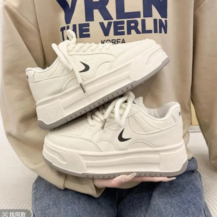 大头厚底小白鞋女百搭休闲运动鞋增高平底板鞋