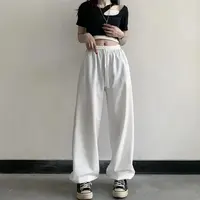秋冬新款原宿风简约百搭纯色束脚垂感宽松休闲运动裤