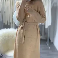 秋冬上新经典纯色时尚宽松简约百搭软糯羊绒连衣裙