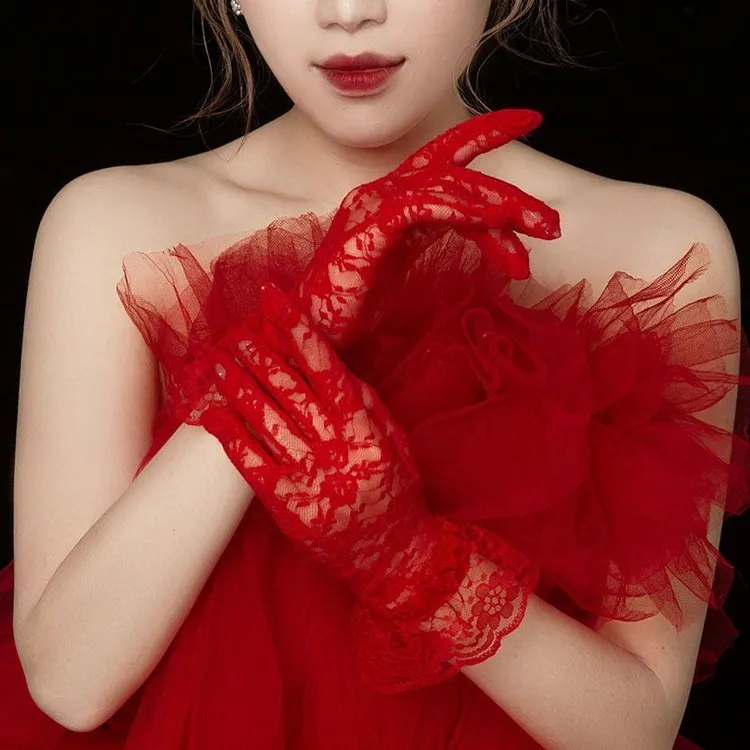 蕾丝手套女防晒防紫外线秋冬透气新娘礼仪性感复古春夏婚礼优雅新