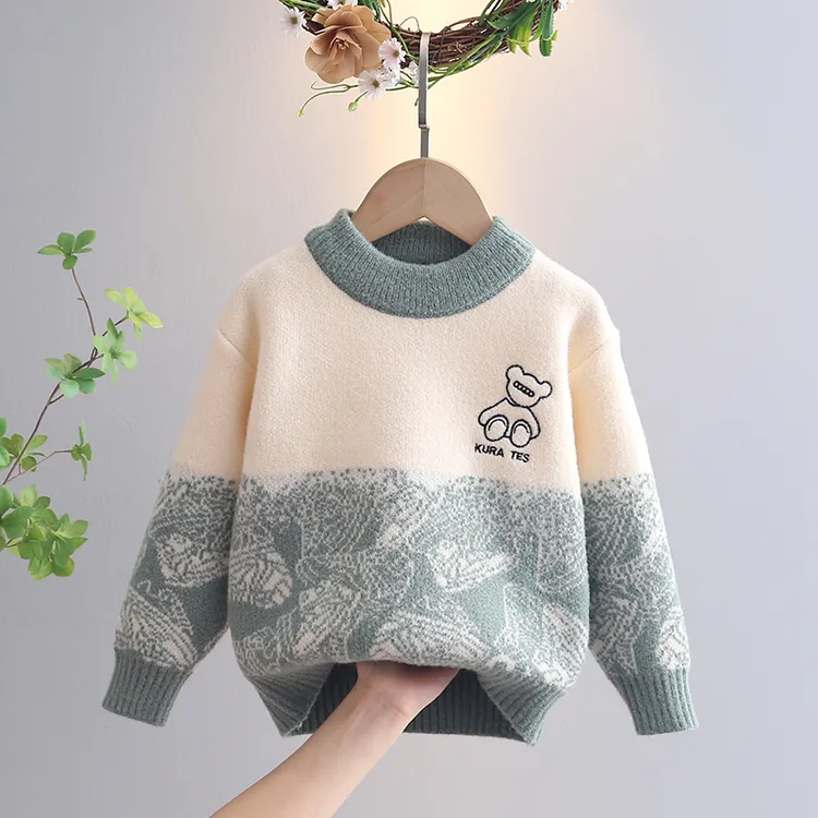 男童毛衣2024新款秋冬季小熊中小童上衣男宝宝针织衫男洋气线衣潮