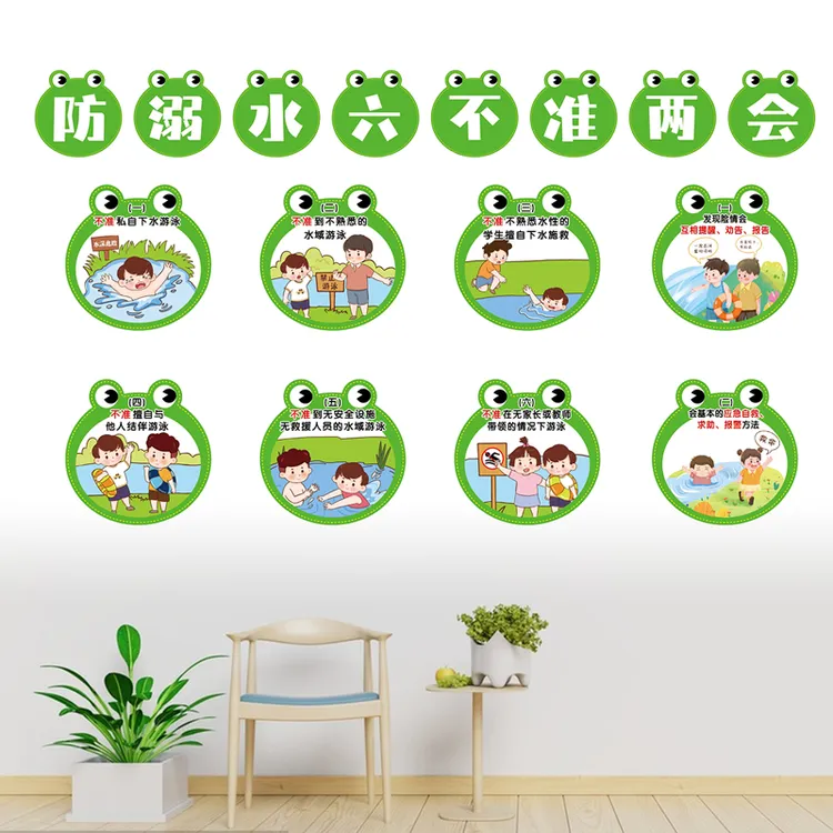 校园中小学生夏季防溺水六不准环创宣传画安全知识主题墙防潮墙贴