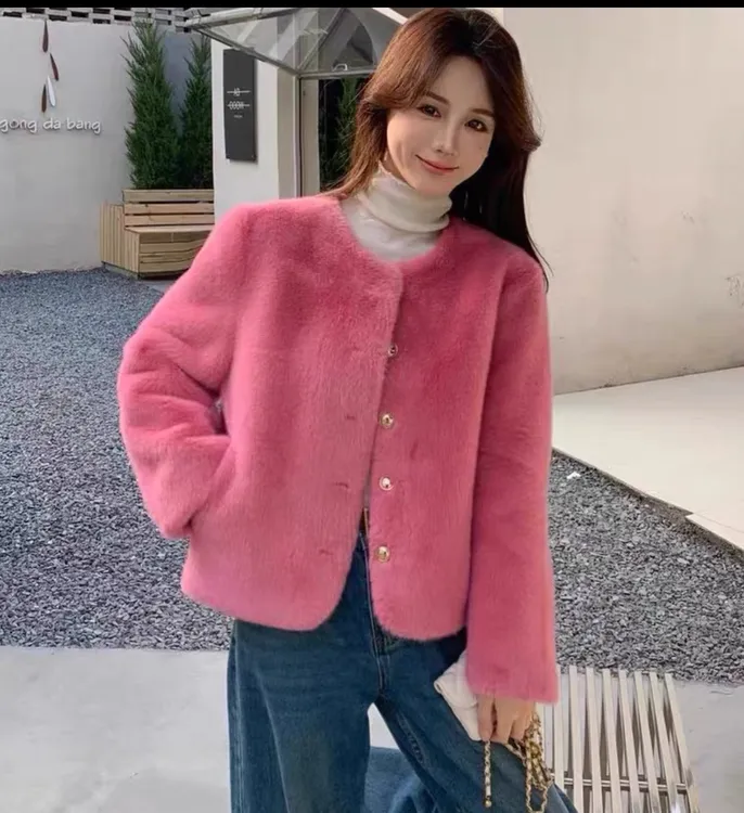 短款秋季厚款女圆领百搭短外套冬季韩版女装大衣轻奢小妈妈马甲