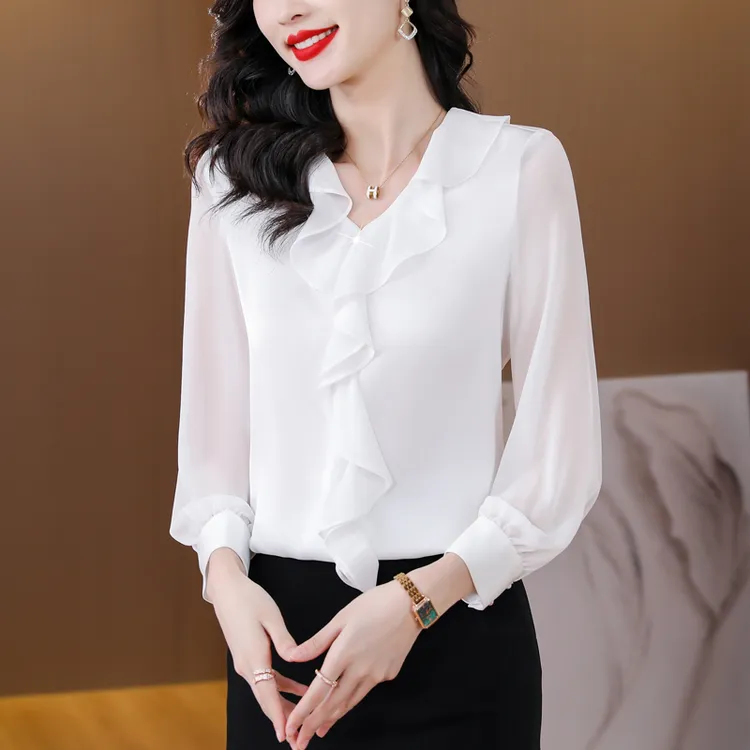 雪纺衬衫女士装早春秋季2025年新款爆款洋气上衣时尚小衫长袖衬衣