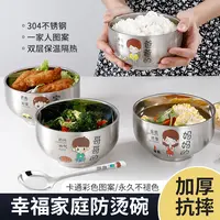 碗盘餐具一家人分餐碗勺儿童宝宝吃饭碗防烫防摔碗304不锈钢饭碗