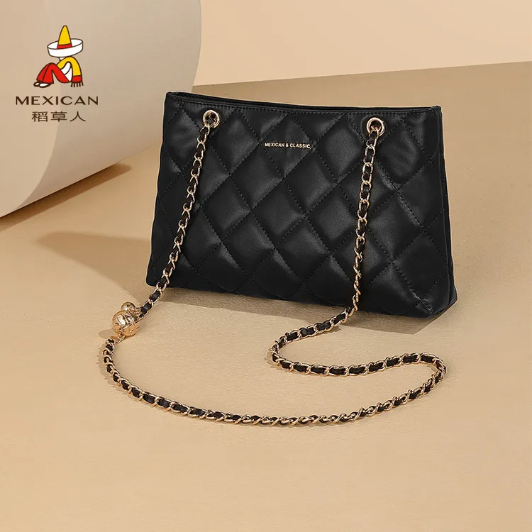 稻草人真皮女包2025新款时尚托特包菱格腋下包休闲单肩斜挎包礼物