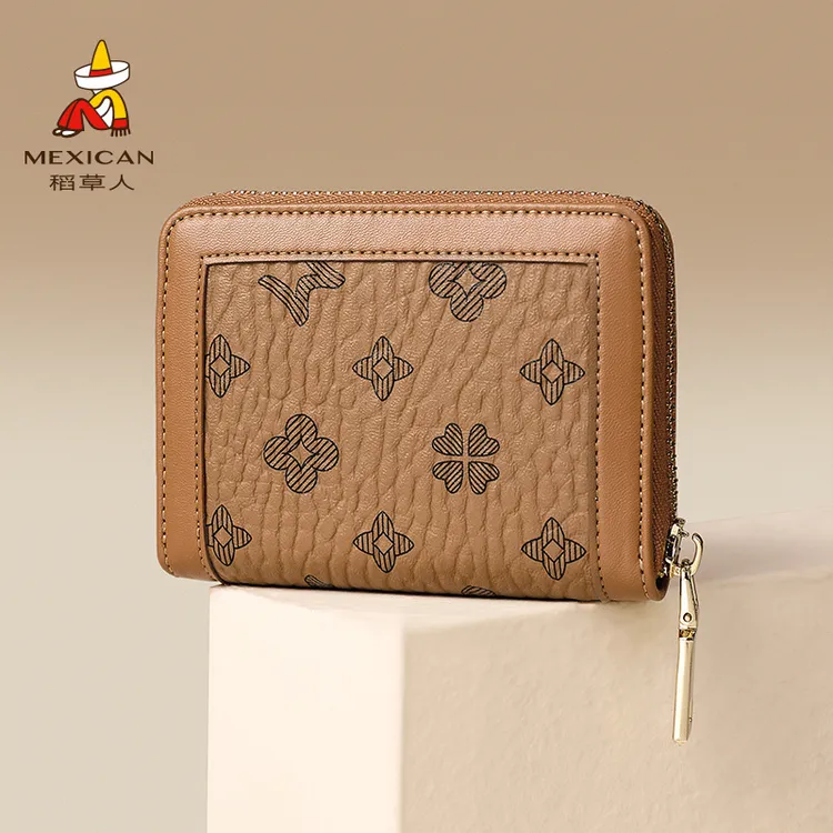 稻草人钱包女士2025新款女款可爱钱夹休闲百搭复古小巧卡包手拿包