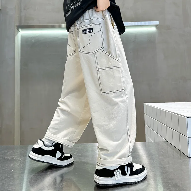 男童裤子春秋款儿童休闲裤痞帅直筒宽松秋季大童男孩工装长裤潮