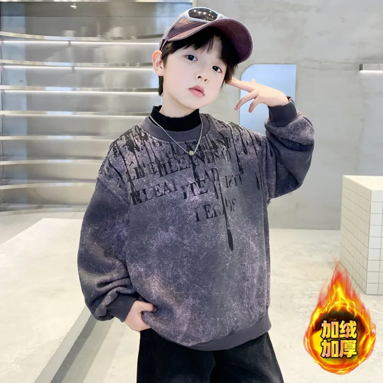 爆款加绒加厚卫衣冬装2025新款中大童打底衫儿童秋冬款洋气上衣潮