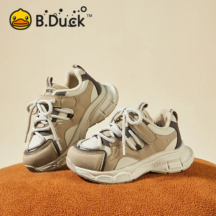 B.Duck小黄鸭童鞋男童加绒运动鞋冬季棉鞋女童二棉跑步鞋B5486860