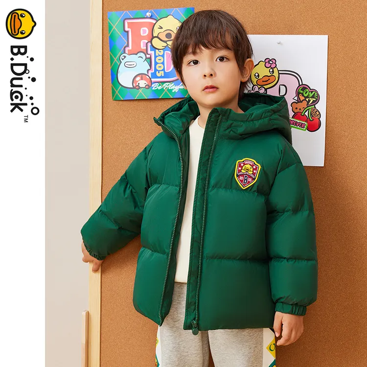 B.Duck小黄鸭童装女童羽绒服男童冬季加厚保暖连帽外套BF5416085