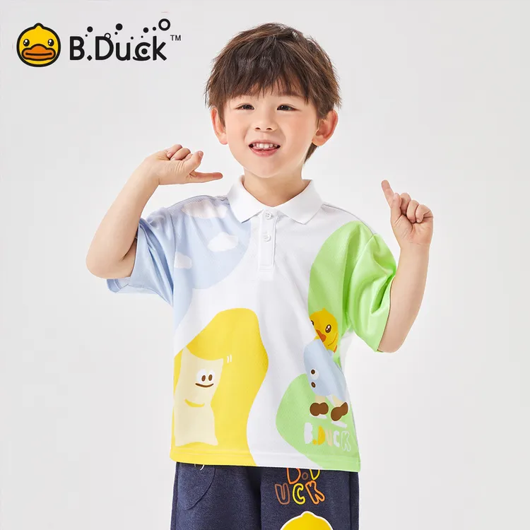 B.Duck小黄鸭童装男童POLO衫夏季女宝宝短袖T恤速干上衣BF2503070