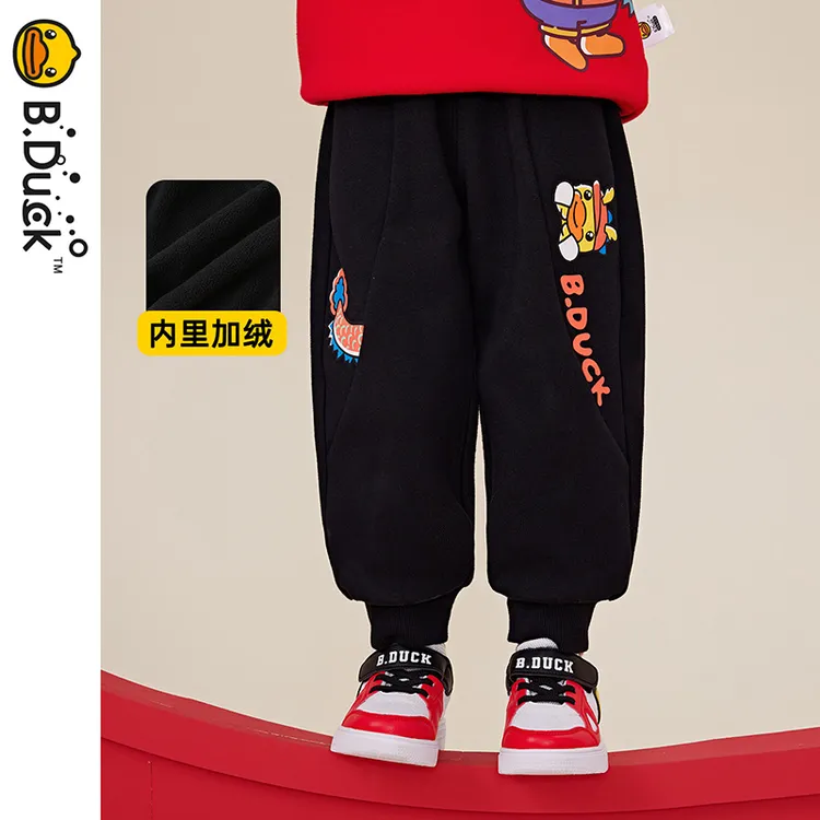 B.Duck小黄鸭童装男童运动裤儿童冬季宝宝加绒保暖长裤BF5463050