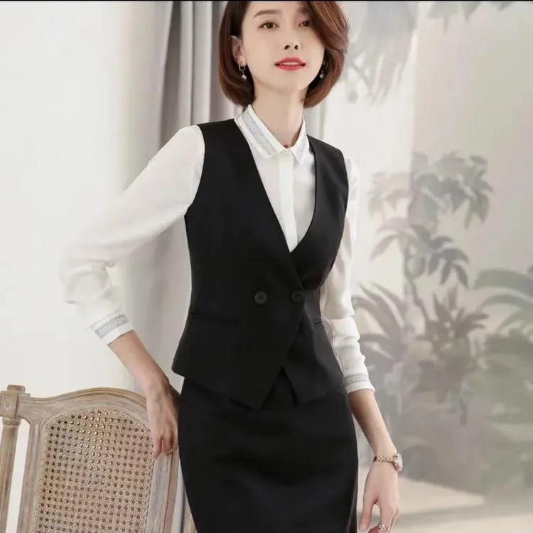 西装马甲女士2023春秋季黑色ol职业马夹背心坎肩外套正装工作服