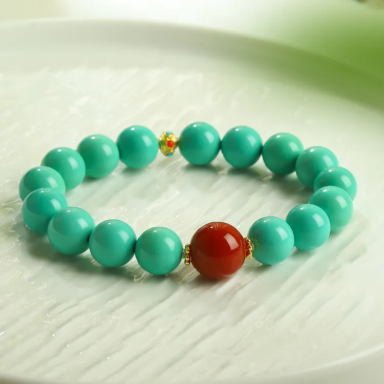 【绿满人间】E125•经典瓷高绿色圆珠手串手工串珠男女款单圈散配珠