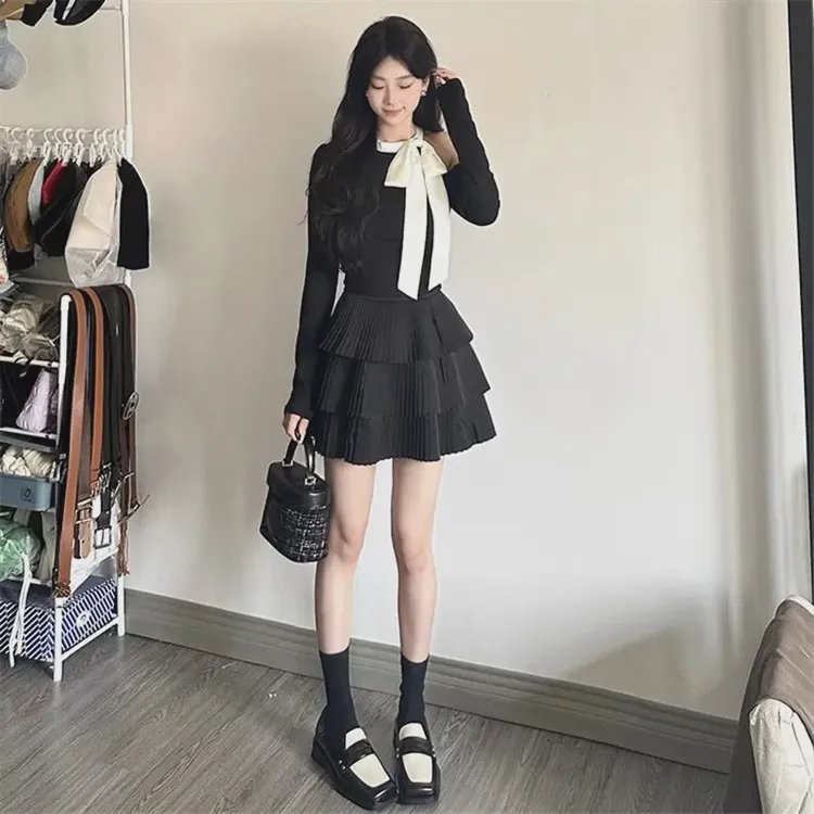 秋季小香风裙子套装女小个子时尚学院风高级感洋气时髦减龄两件套