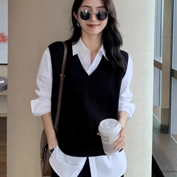 秋冬女款小香风毛衣外穿时髦洋气针织背心百搭马甲春秋小坎肩马夹