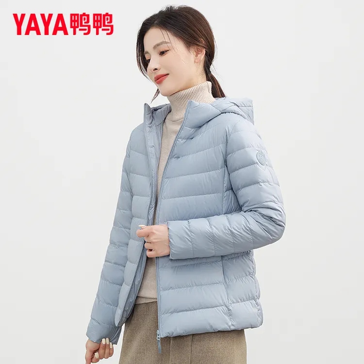 YAYA/鸭鸭羽绒服女2024冬季新款轻薄软糯连帽外套YE2A626951A