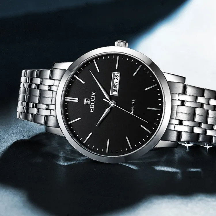 依波手表男1045双日历超薄情侣石英表防水商务女士表正品官方授权