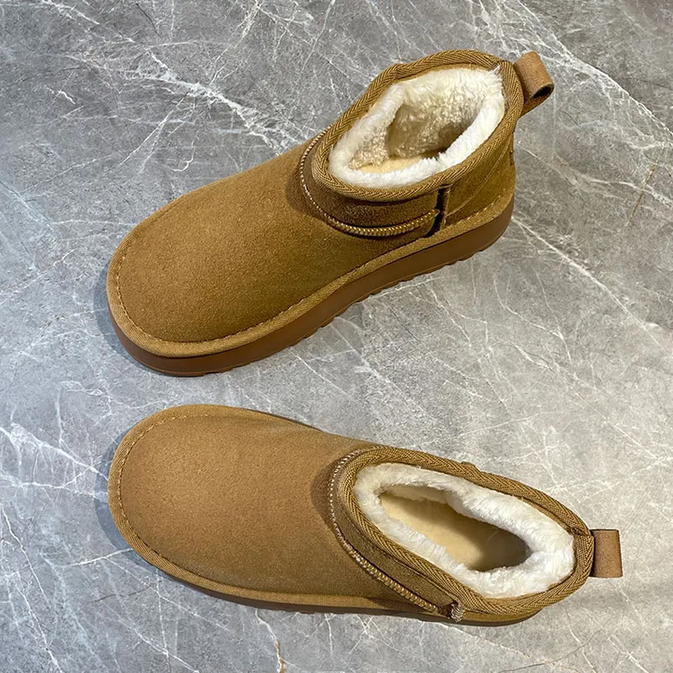 复古休闲加绒雪地靴女2024冬季新款时尚保暖短筒靴子女一脚蹬棉鞋