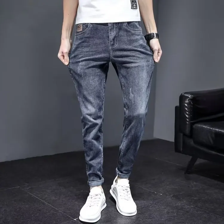 高品质牛仔裤男士潮牌春秋款弹力修身小脚裤韩版潮长裤子冬季加绒