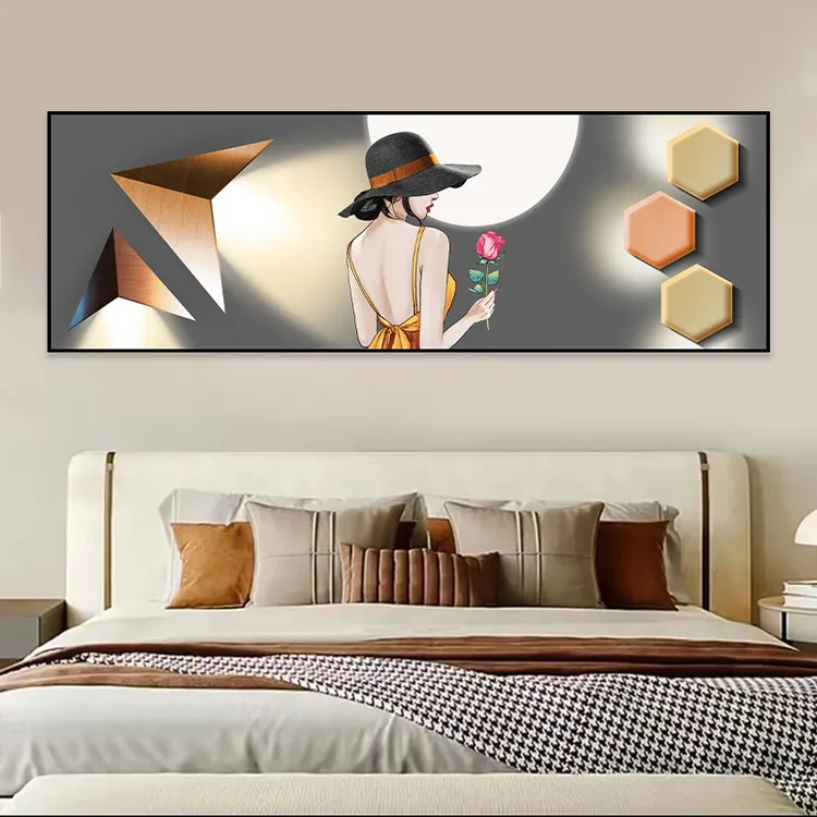 现代简约轻奢麋鹿自粘贴画卧室床头装饰画背景墙画旅馆宾馆贴画纸