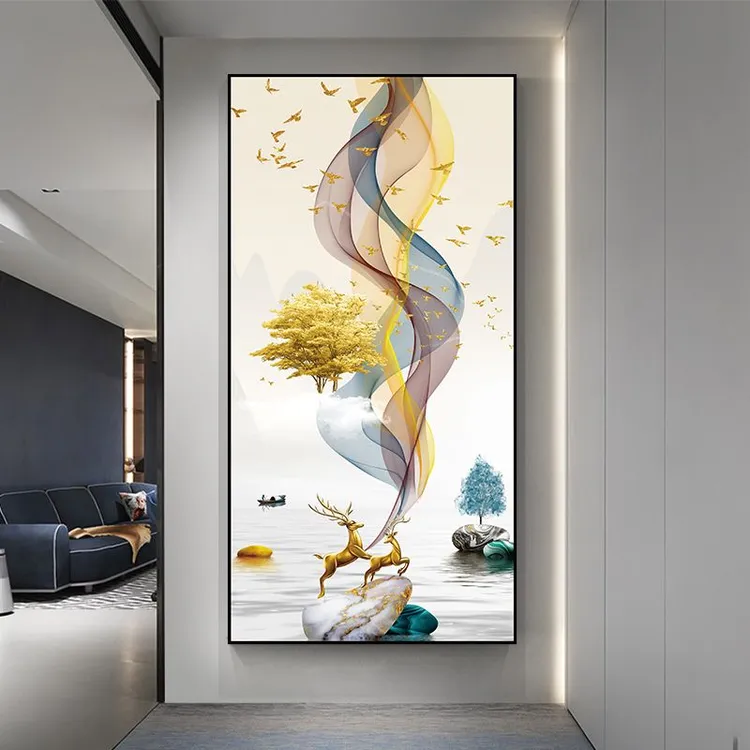 玄关墙贴装饰画轻奢客厅沙发背景墙贴画现代壁画自粘贴纸