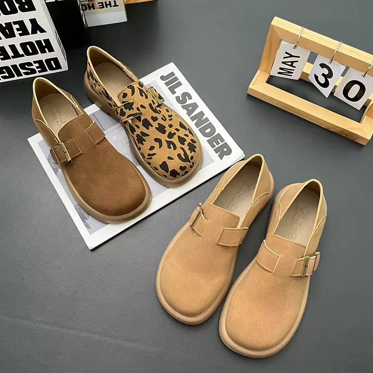 乐福鞋女2024春秋季新款百搭一脚蹬厚底勃肯鞋