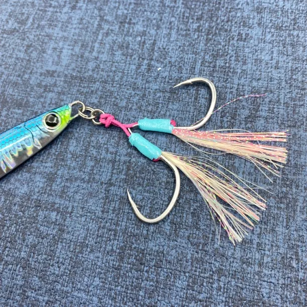 蓝粉钢丝钩7x7股软钢丝夜光防咬包芯刷了环氧锋利PIKE钩