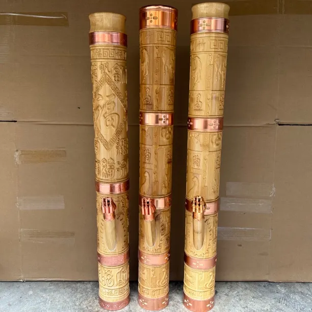 【竹子】福字生肖雕刻烟筒大号78cm口径约9cm