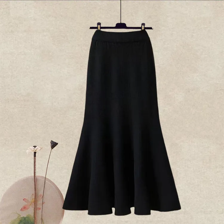 秋季2025新款时尚气质休闲百搭半身裙高腰显瘦显瘦鱼尾a字中长裙