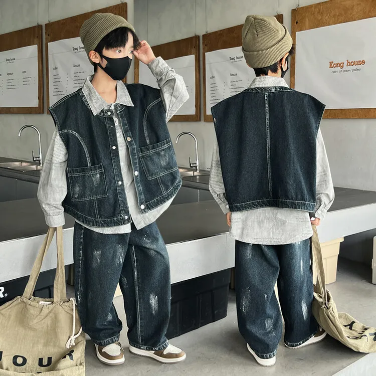 男童秋装三件套装2025新款儿童装中大童秋季帅气时髦男孩春秋款潮